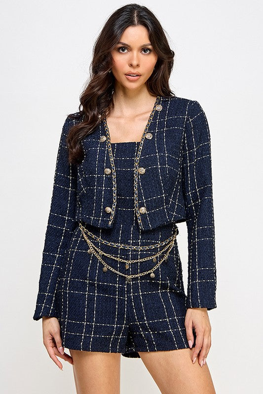 Midnight Manor Romper Blazer Set