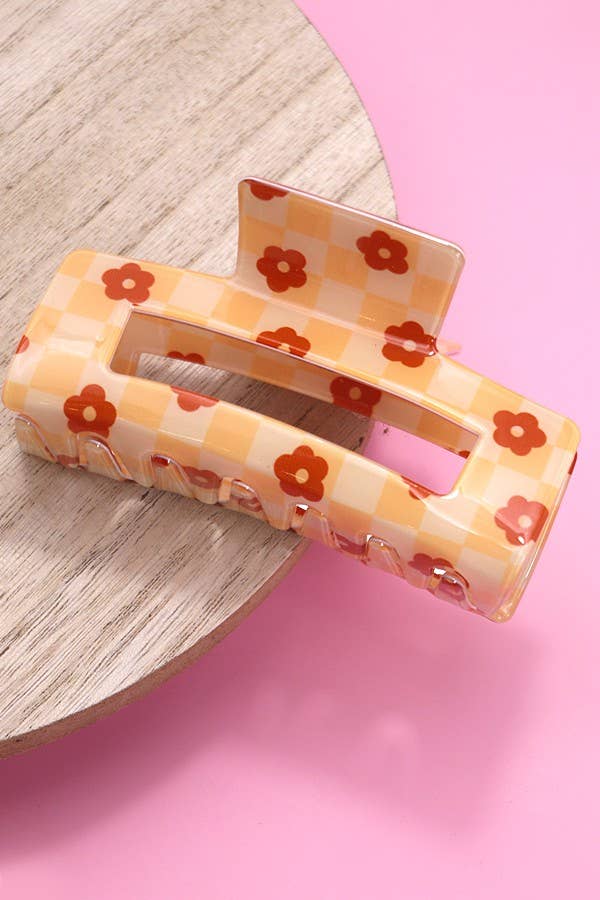 Daisy Checkered Claw Clip