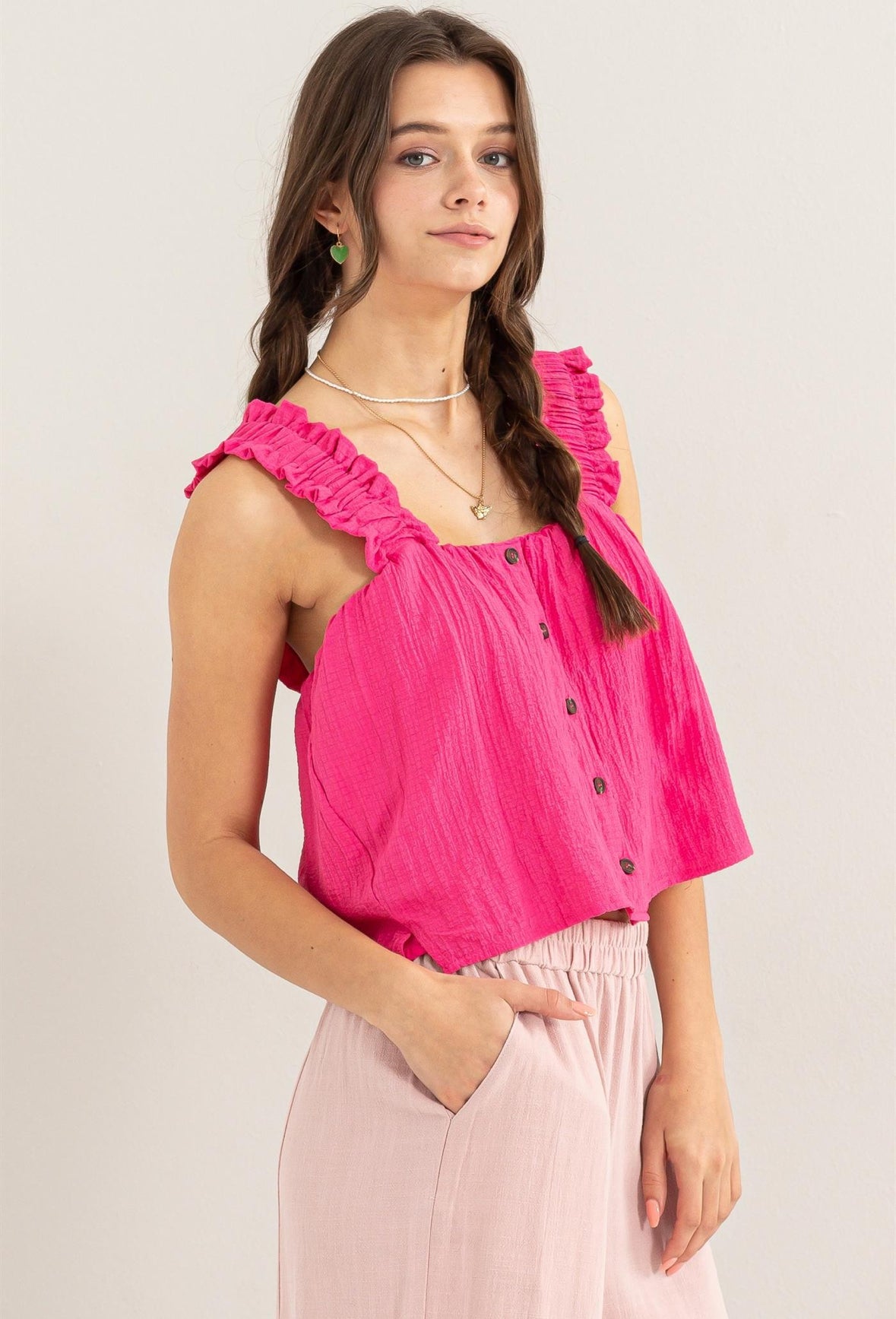 Raspberry Ruffle Blouse