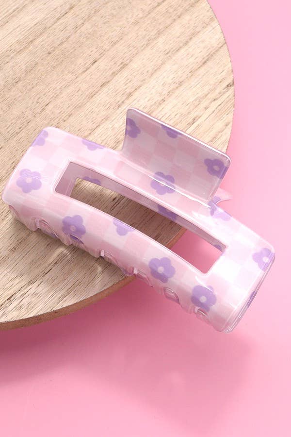 Daisy Checkered Claw Clip