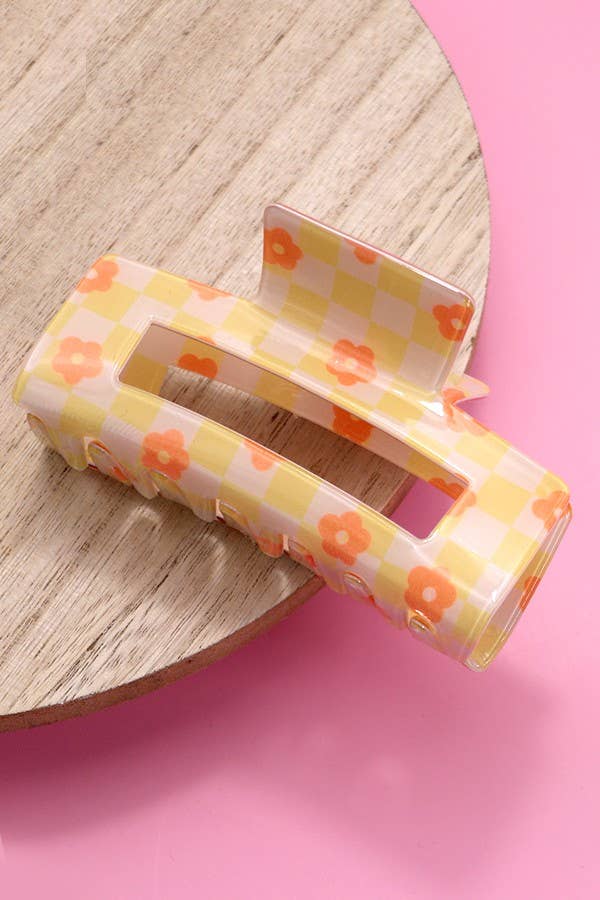 Daisy Checkered Claw Clip
