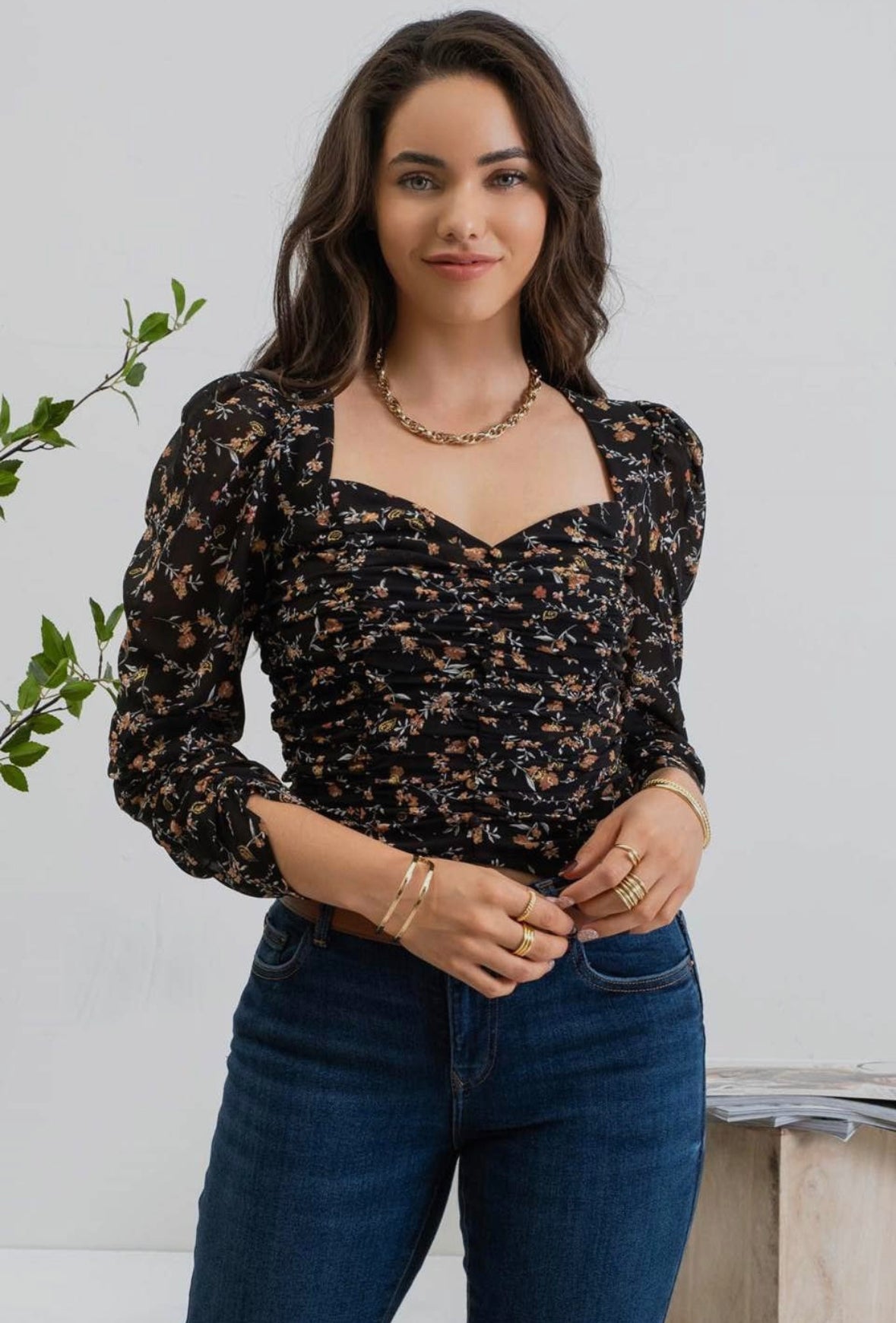 Falling Leave Floral Top