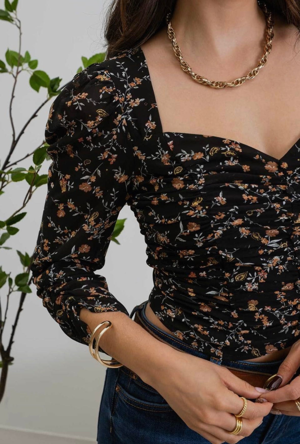 Falling Leave Floral Top
