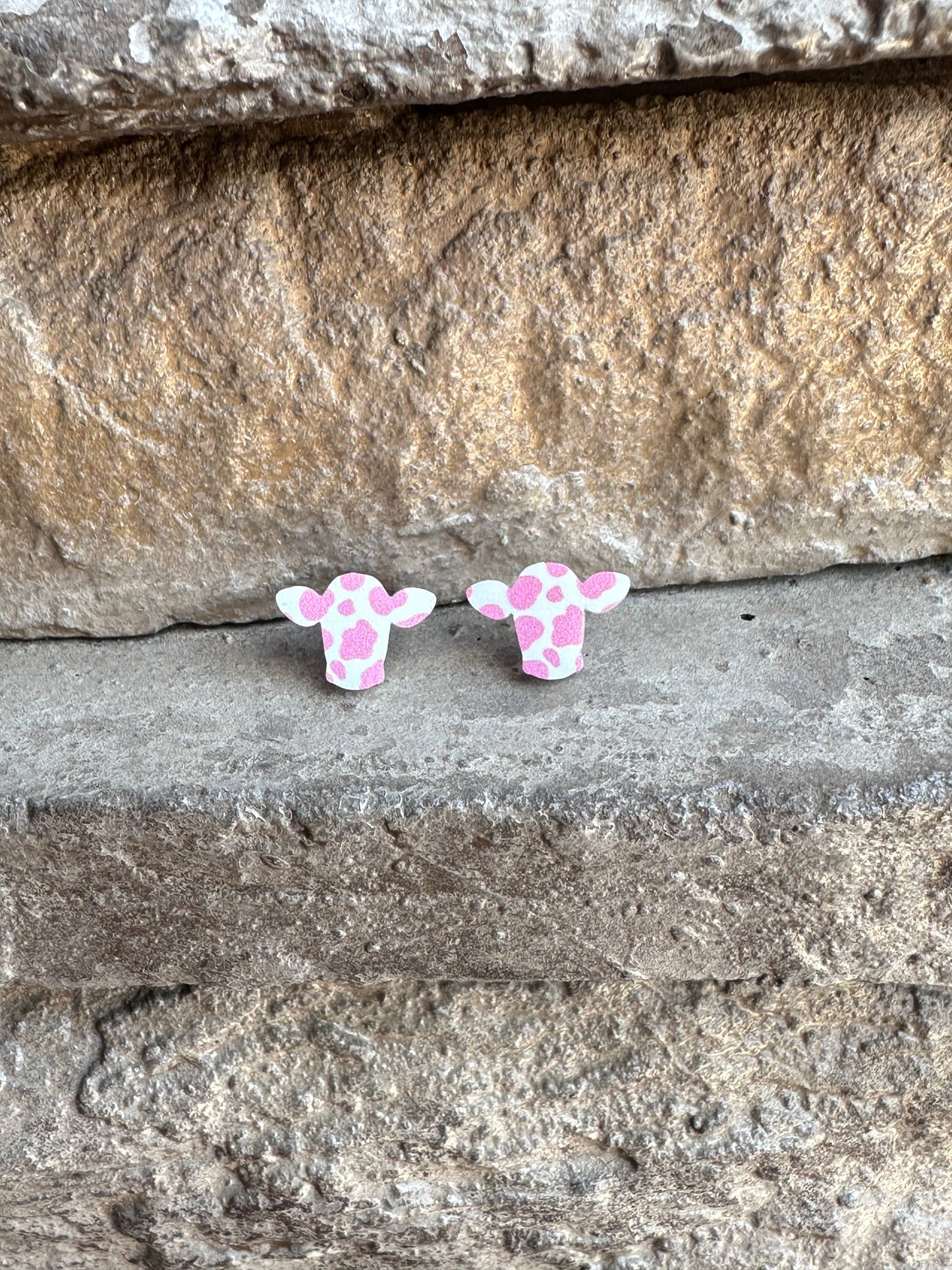Pink Cow Print Cow Stud