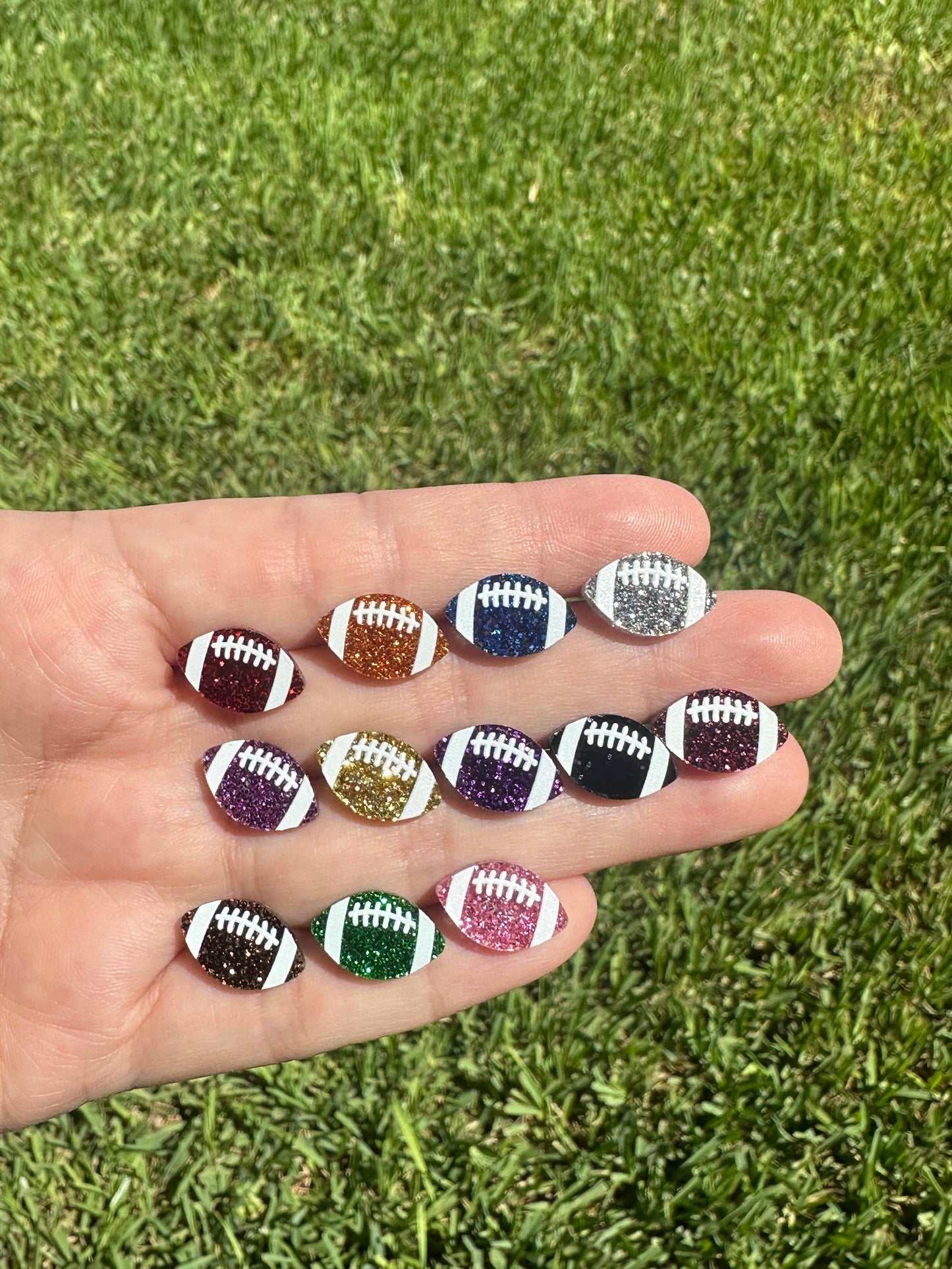 Purple Football Glitter Studs