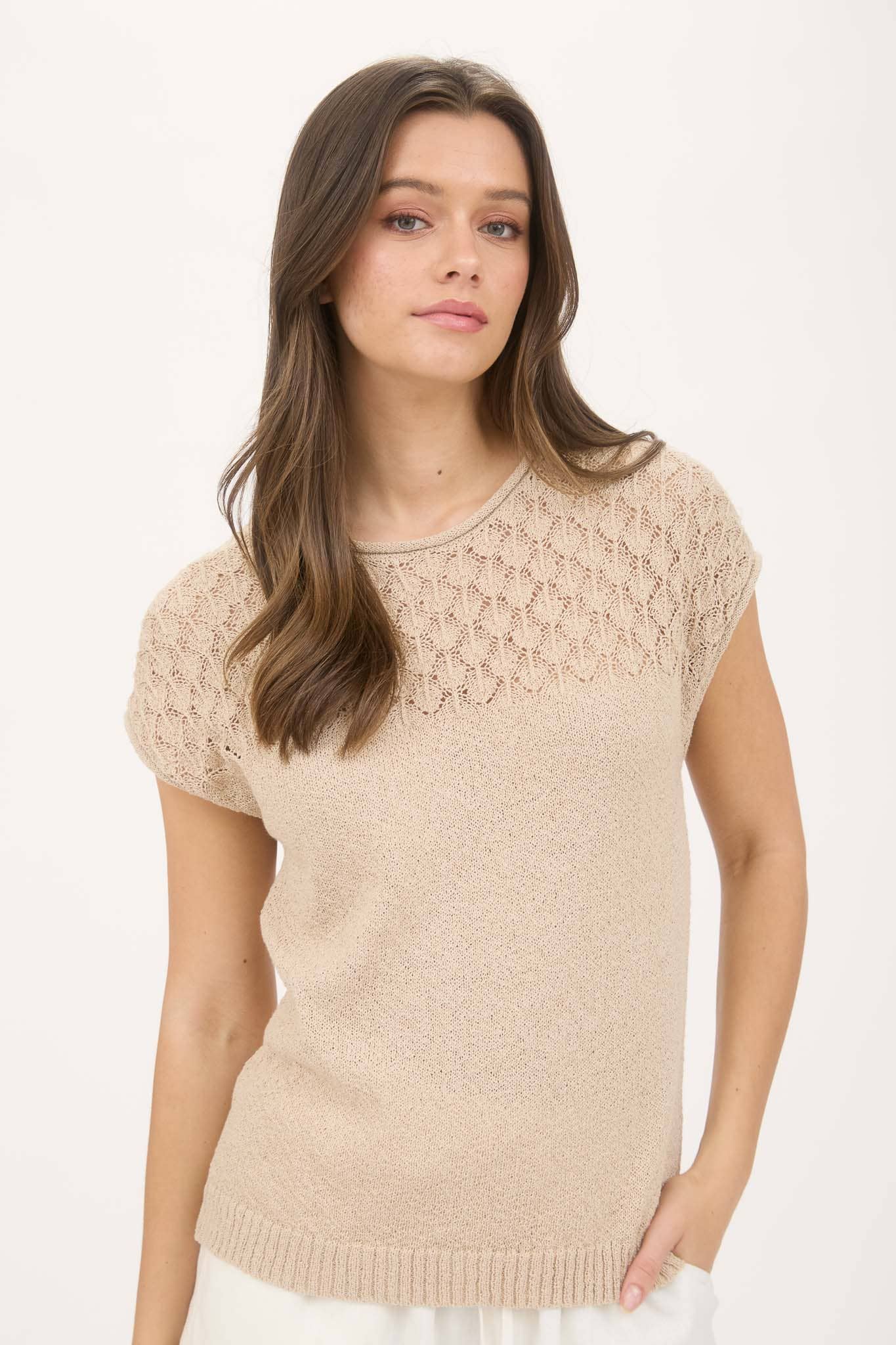 Almond Latte Knit Top