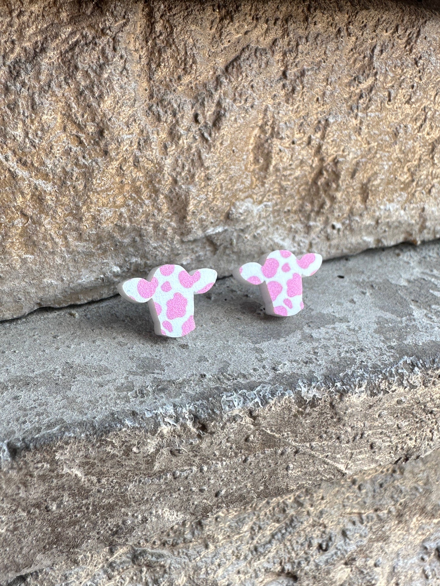 Pink Cow Print Cow Stud