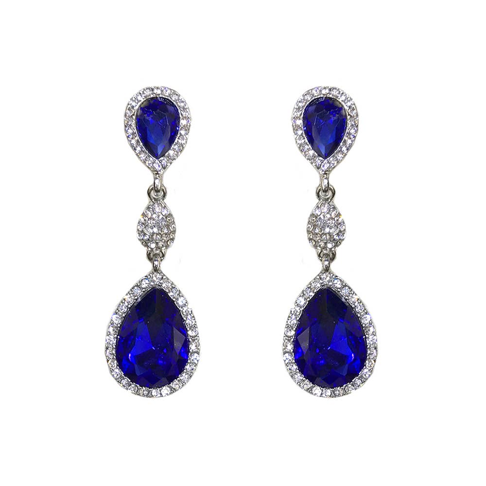 3 Tiered Teardrop Rhinestone Crystal & Pave Dangle Earrings: Lavender