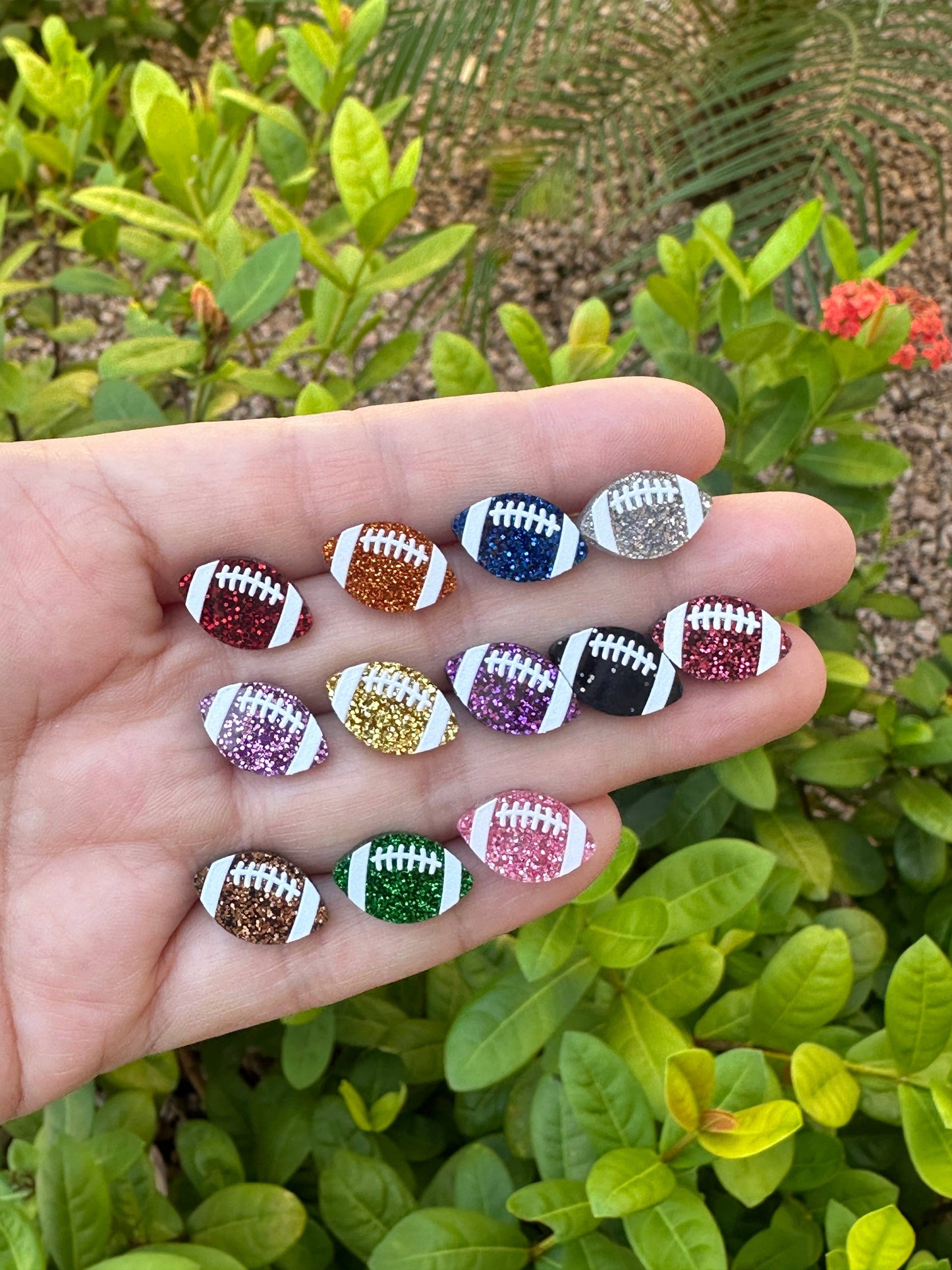 Purple Football Glitter Studs