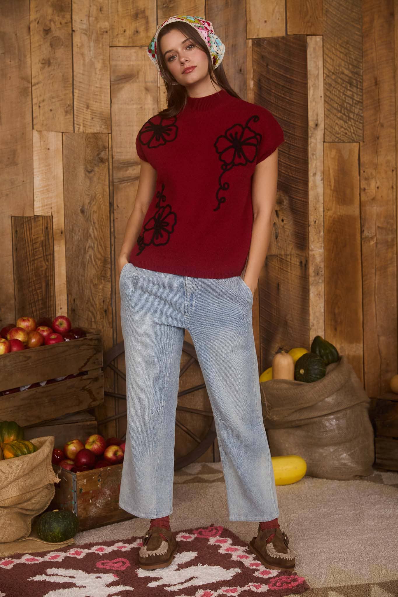 Burgundy Bloom Sweater