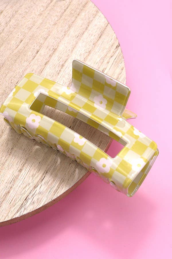Daisy Checkered Claw Clip