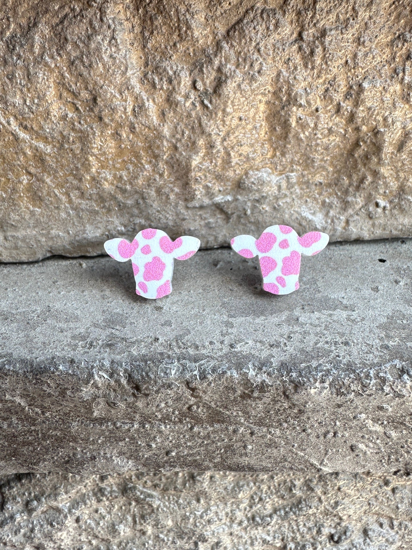 Pink Cow Print Cow Stud