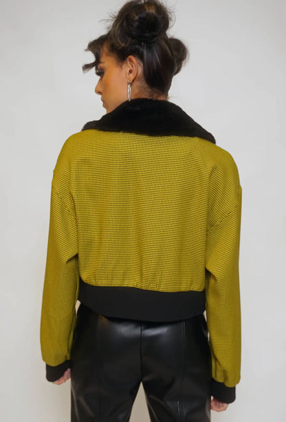 Canary Crush Fur Collared Jacket