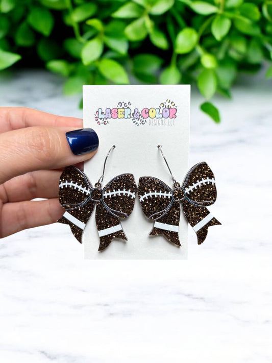 Football Glitter Bow Dangles