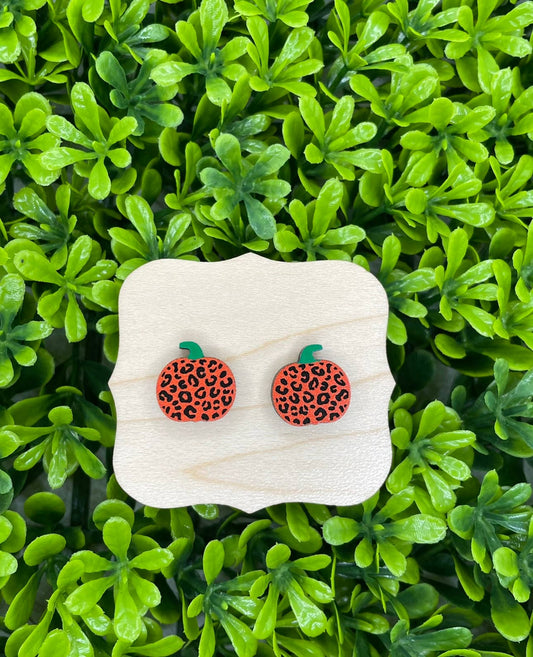 Leopard Pumpkin Studs