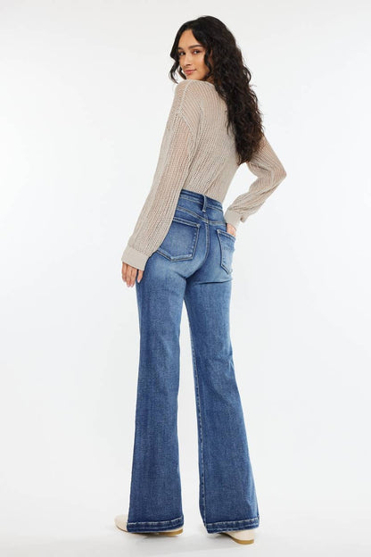 Kan Can High Rise Wide Leg Flared Jeans