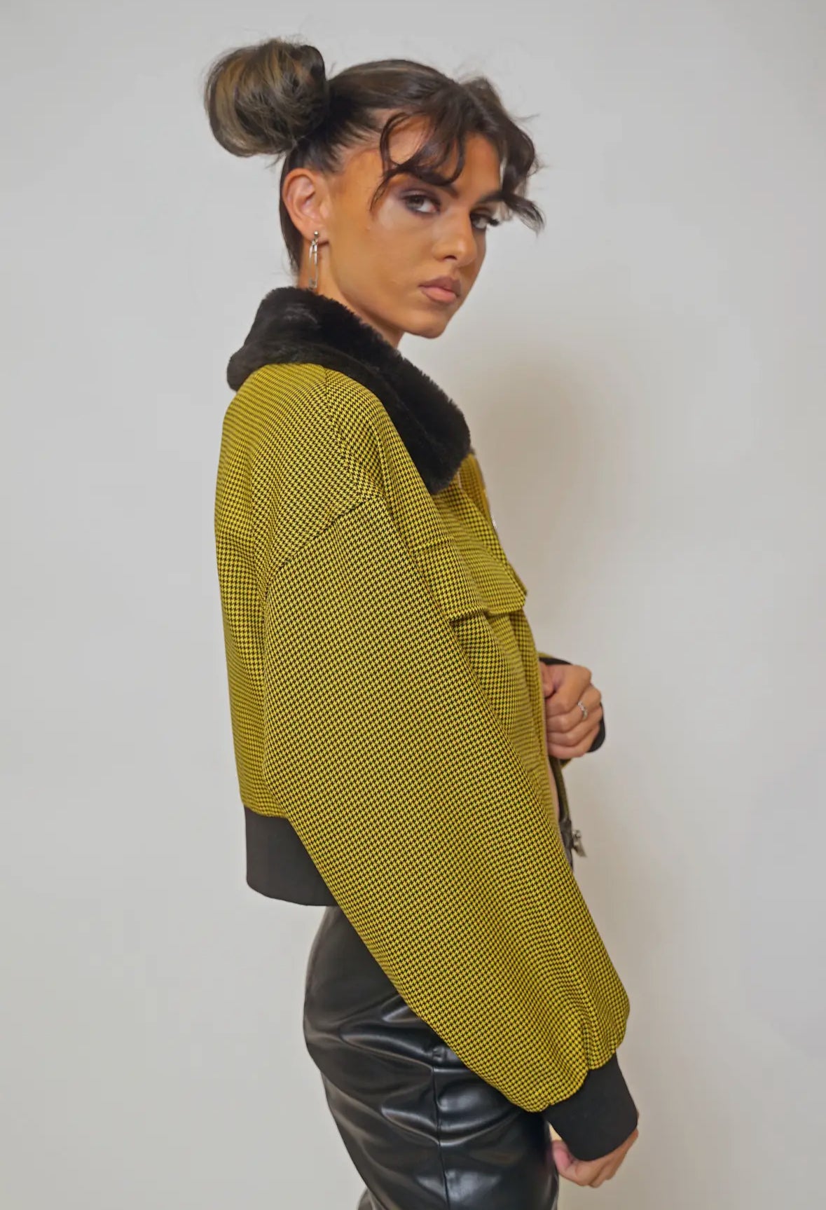 Canary Crush Fur Collared Jacket