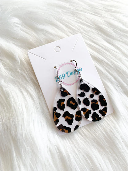 Leopard Print Dangle Earrings