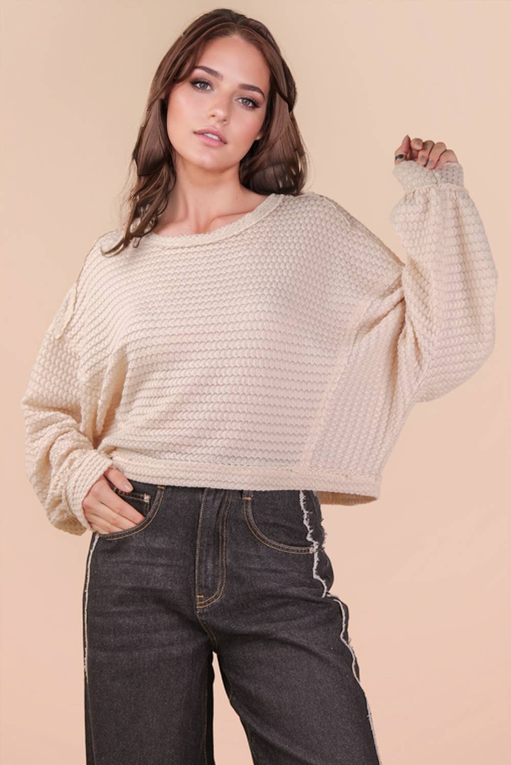 Brunch Babe Waffle Knit Top