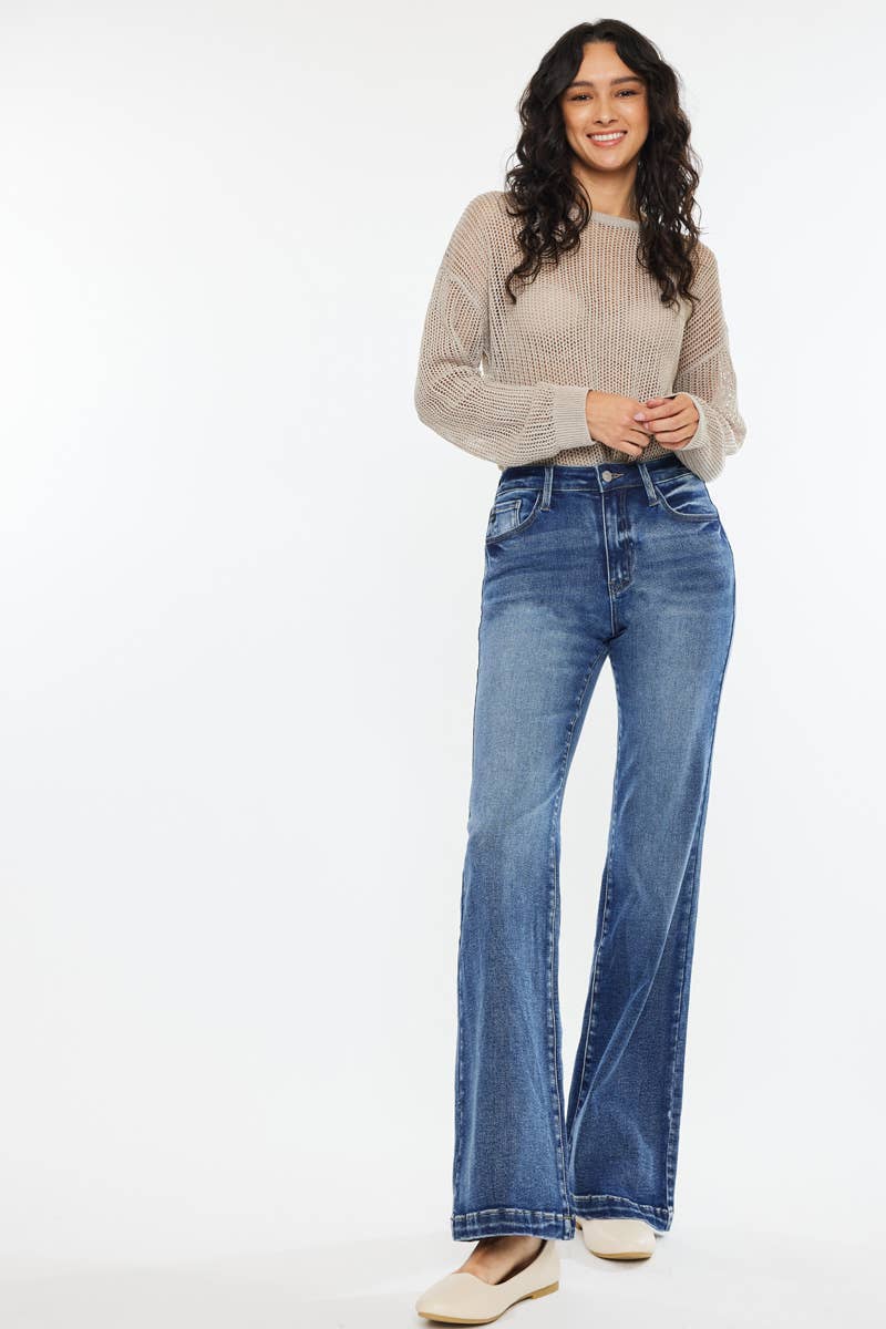 Kan Can High Rise Wide Leg Flared Jeans