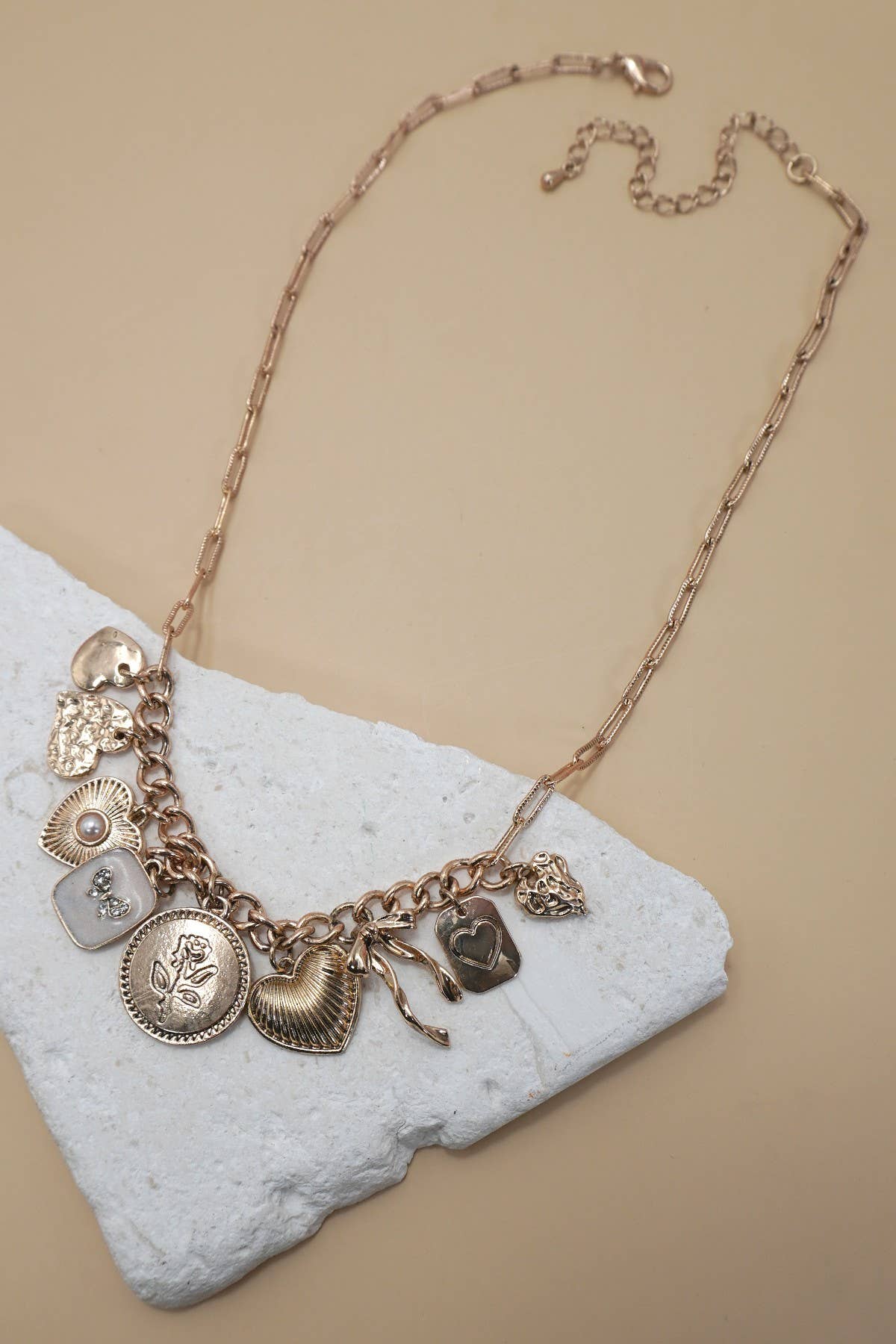 Flower Coin Charm Necklace