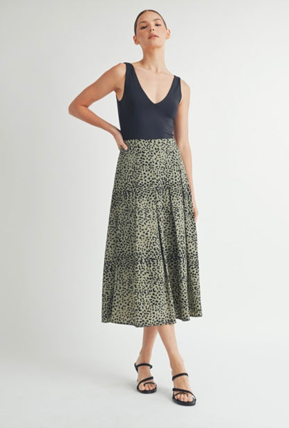 Leopard in the Grove Midi Skirt