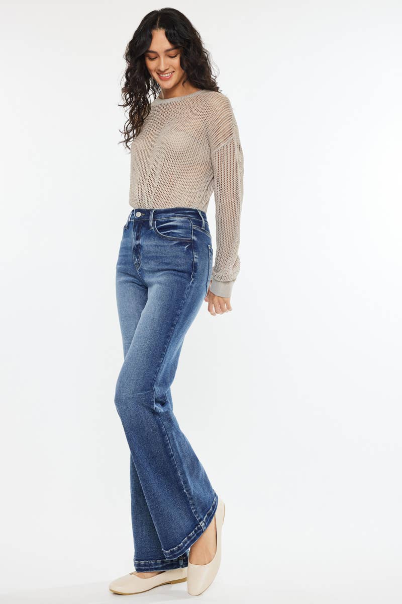 Kan Can High Rise Wide Leg Flared Jeans