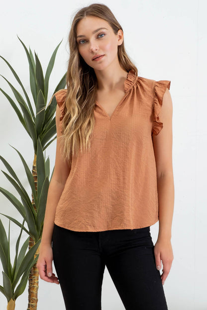 Cinnamon Ruffle Blouse