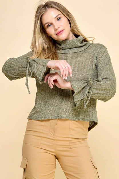 Olive Twist Turtleneck Sweater