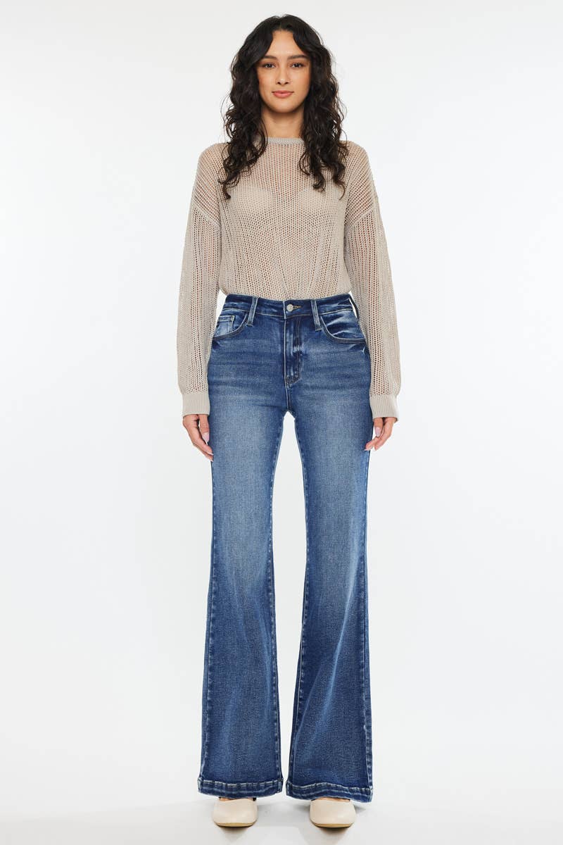 Kan Can High Rise Wide Leg Flared Jeans