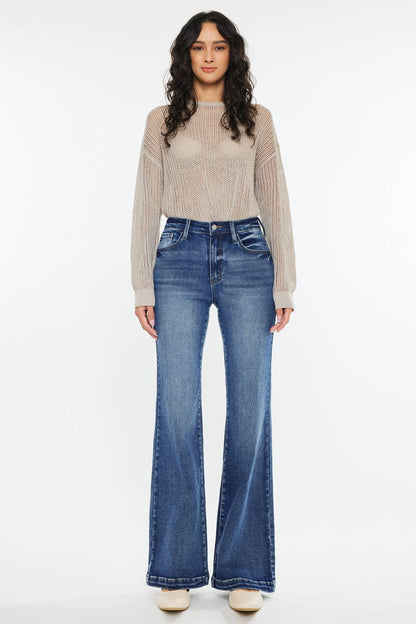 Kan Can High Rise Wide Leg Flared Jeans