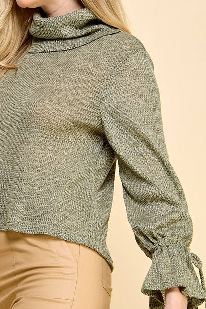 Olive Twist Turtleneck Sweater