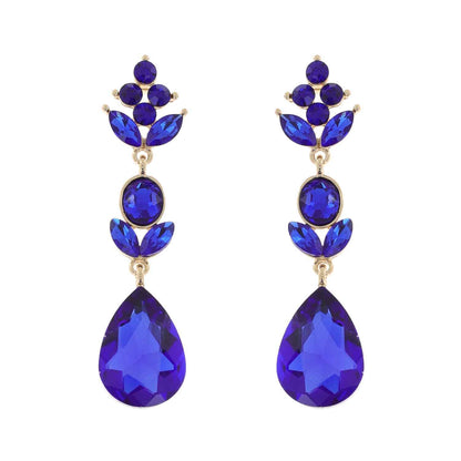 3-Tier Crystal Teardrop Floral Petal Earrings : Crystal