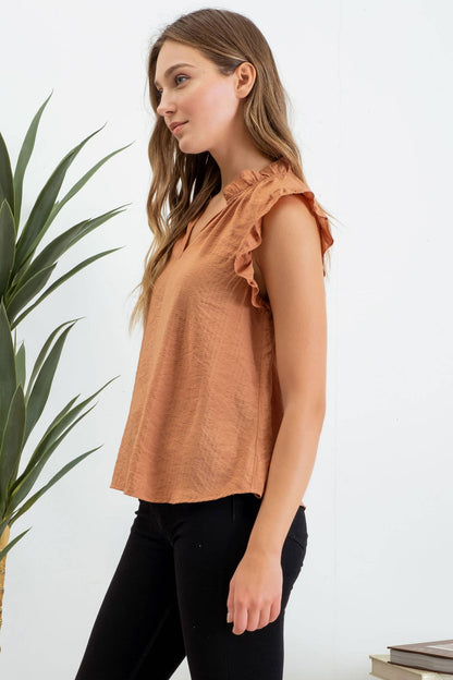 Cinnamon Ruffle Blouse