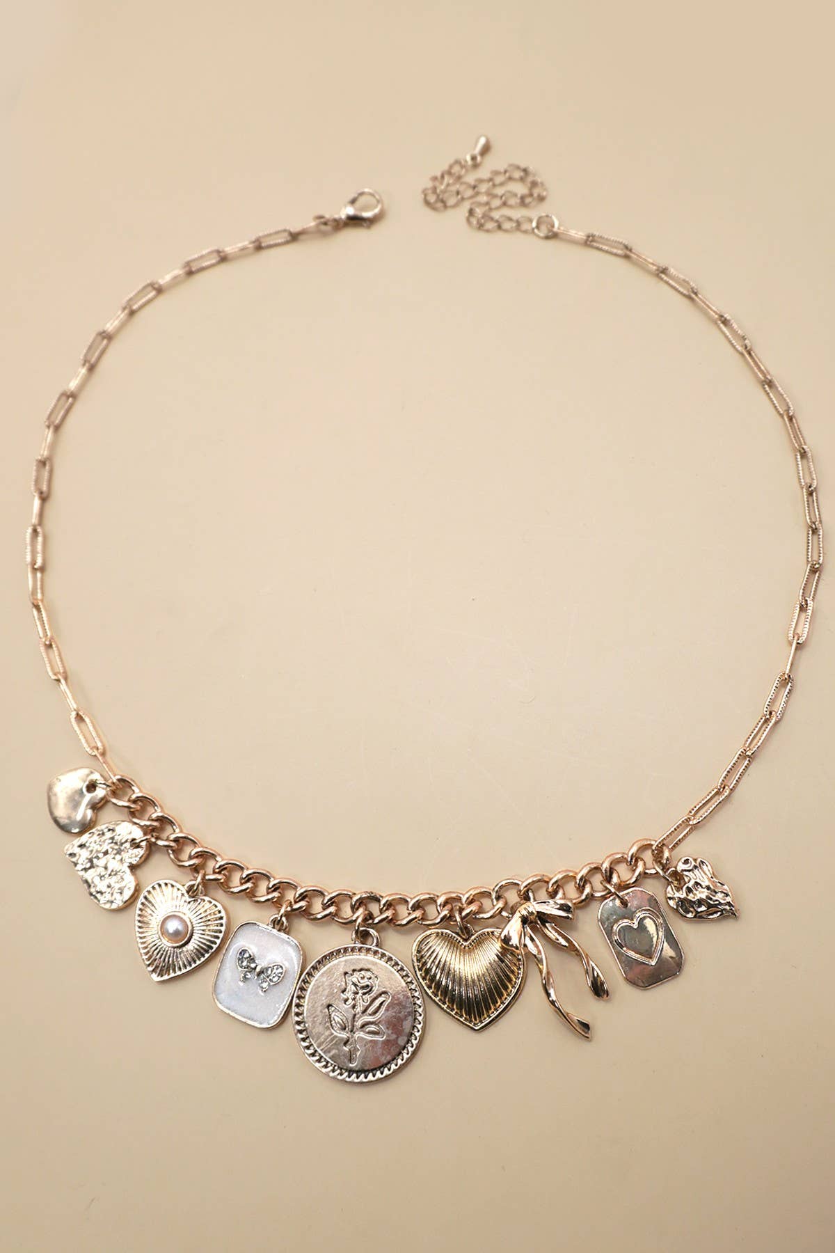 Flower Coin Charm Necklace