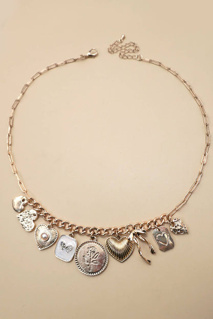 Flower Coin Charm Necklace