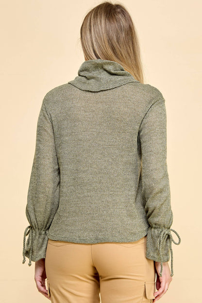 Olive Twist Turtleneck Sweater