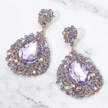 Teardrop Rhinestone Embellished Dangle Evening Earrings: SAPP
