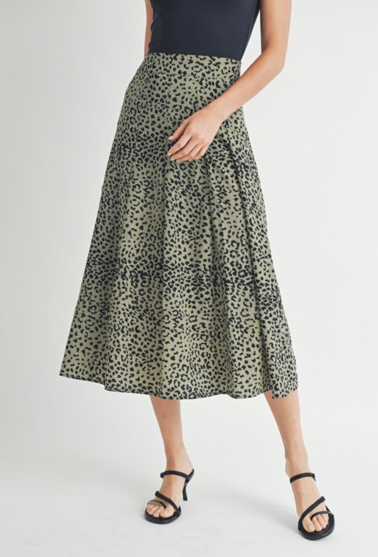 Leopard in the Grove Midi Skirt