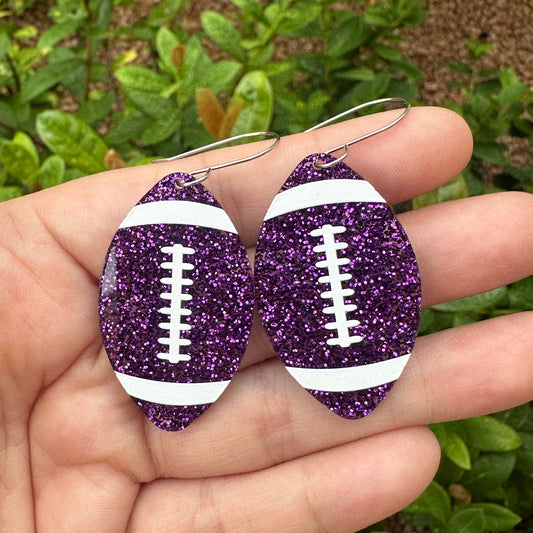 Purple Glitter Football Dangles: Hook