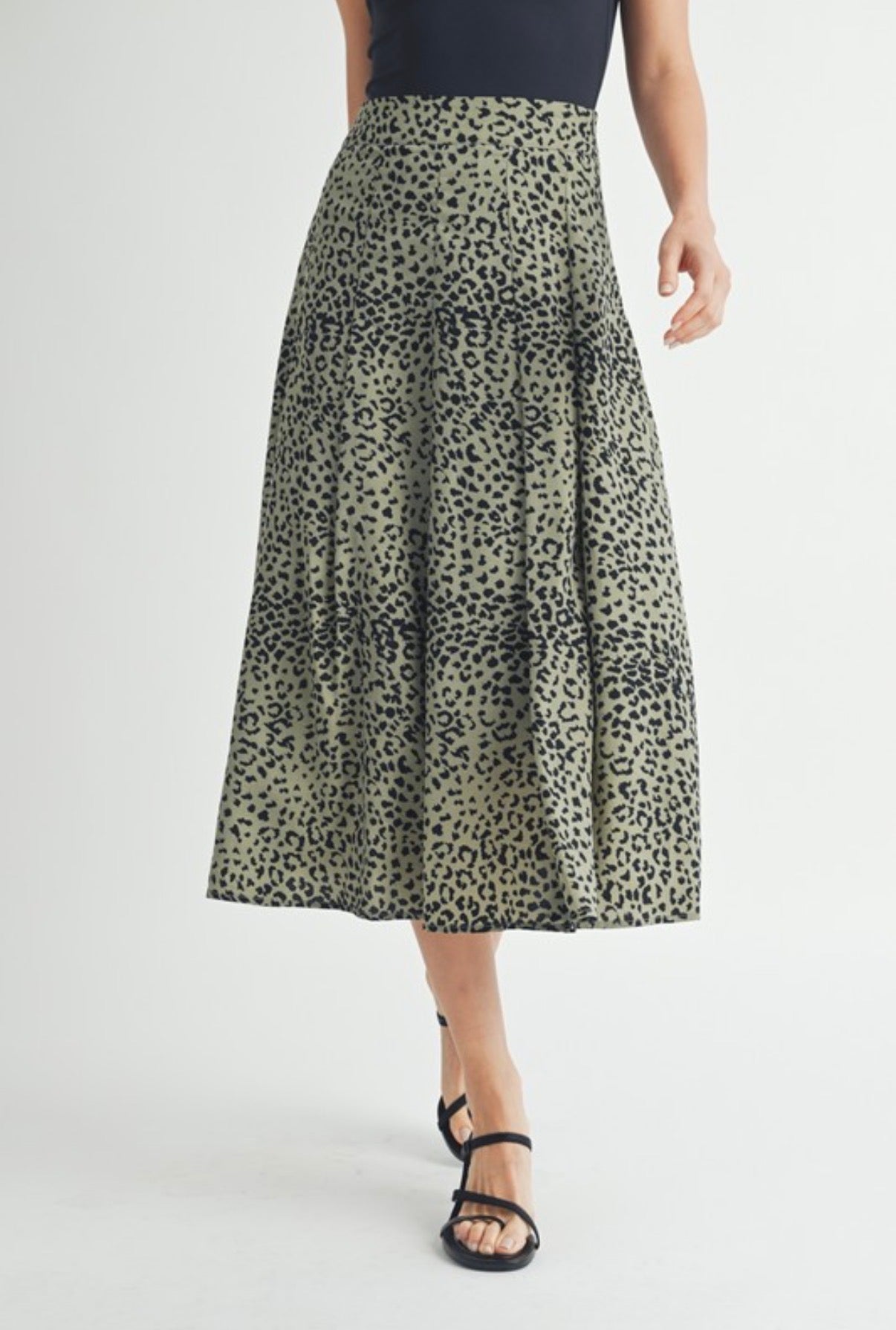 Leopard in the Grove Midi Skirt