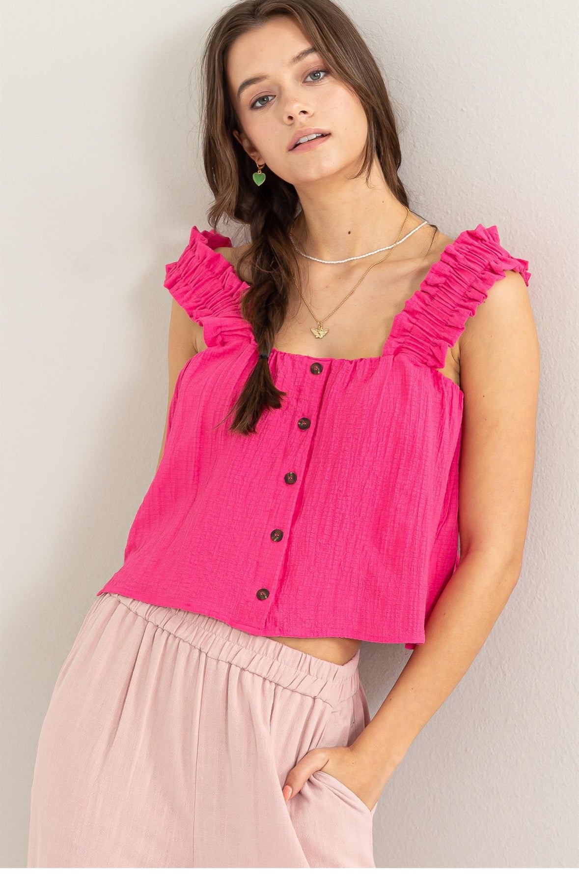 Raspberry Ruffle Blouse