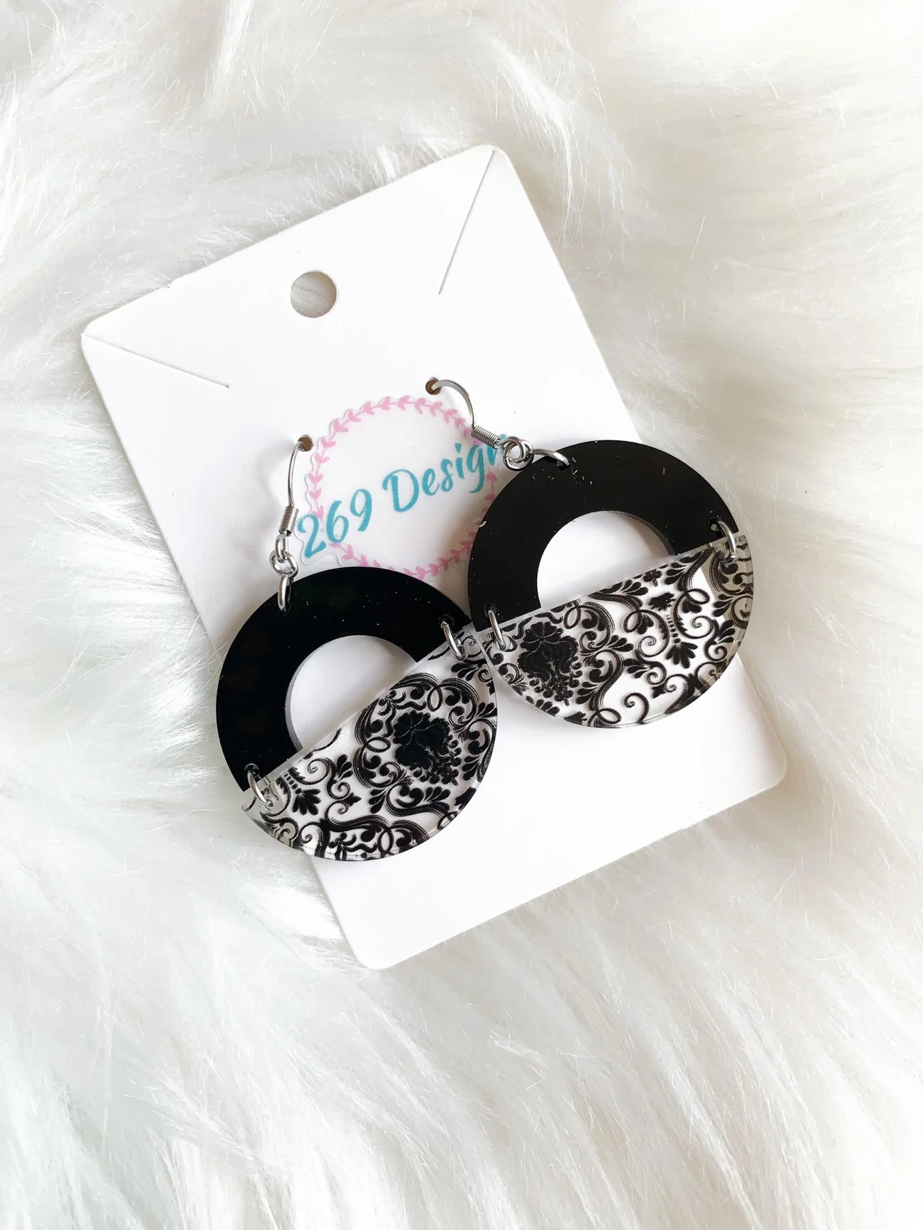 Black Lace Dangle Earrings