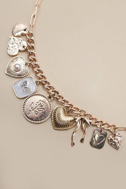 Flower Coin Charm Necklace