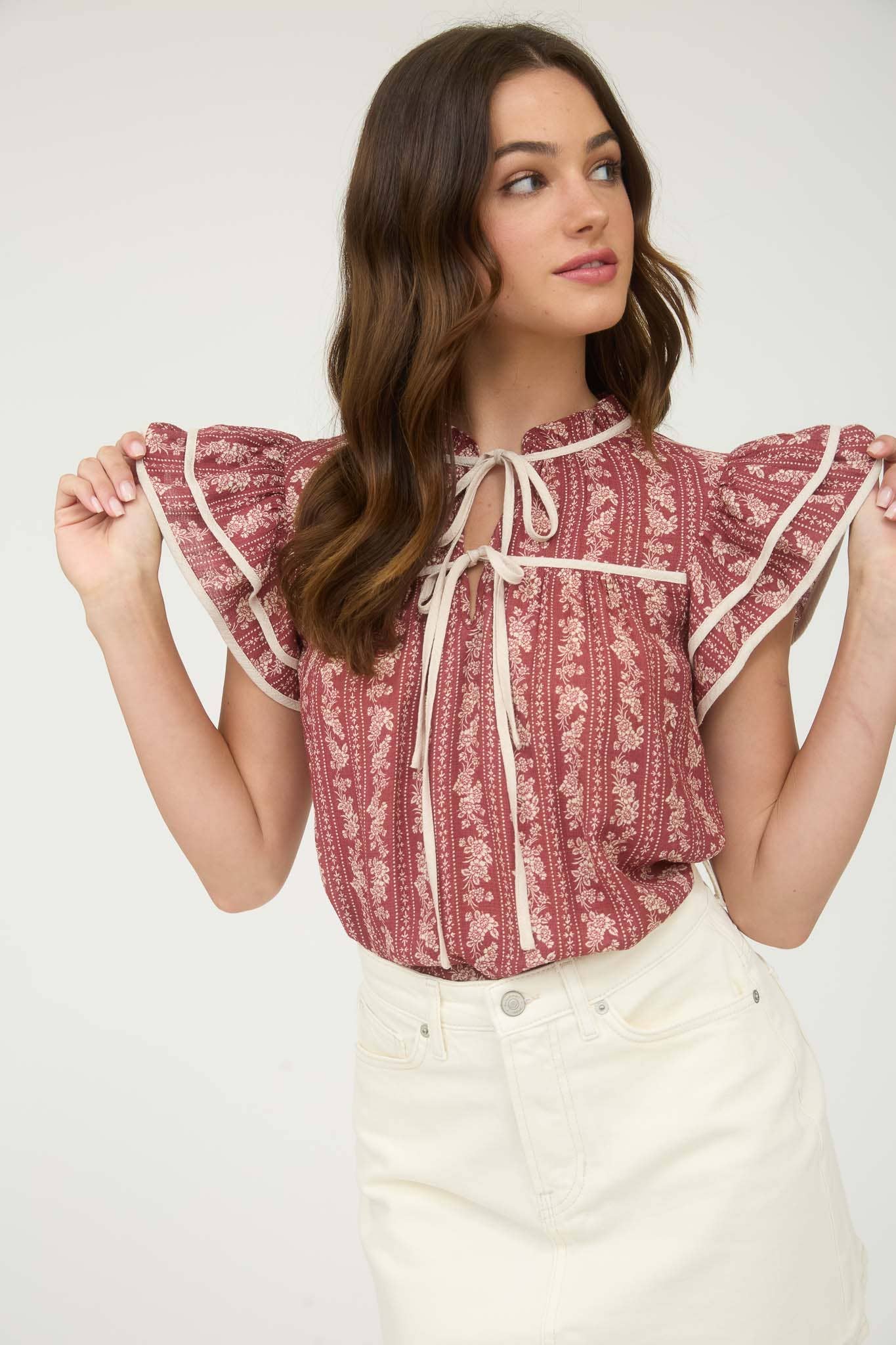 Rosé Ruffle Blouse