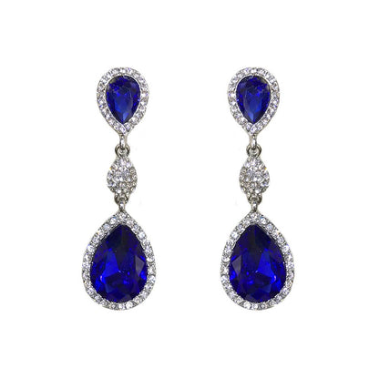 3 Tiered Teardrop Rhinestone Crystal & Pave Dangle Earrings: Lavender