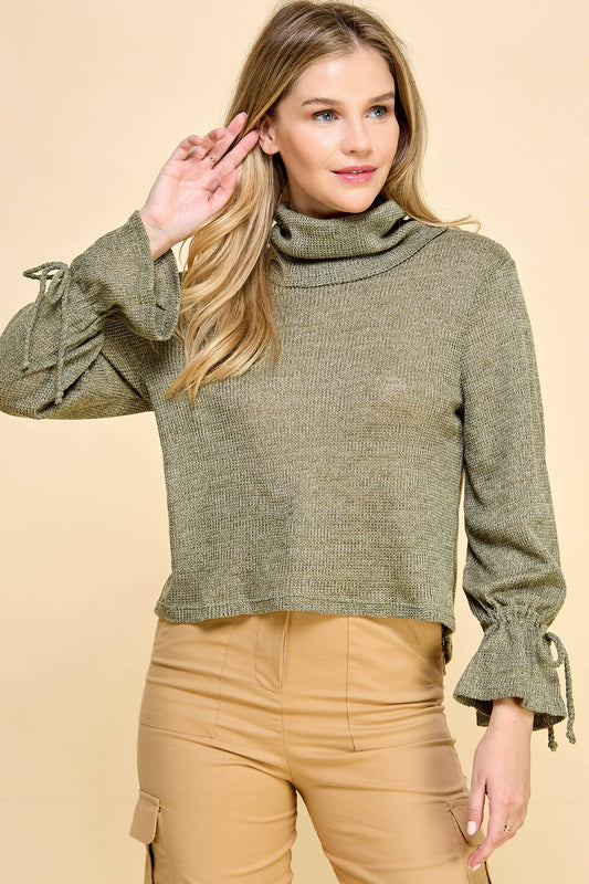 Olive Twist Turtleneck Sweater