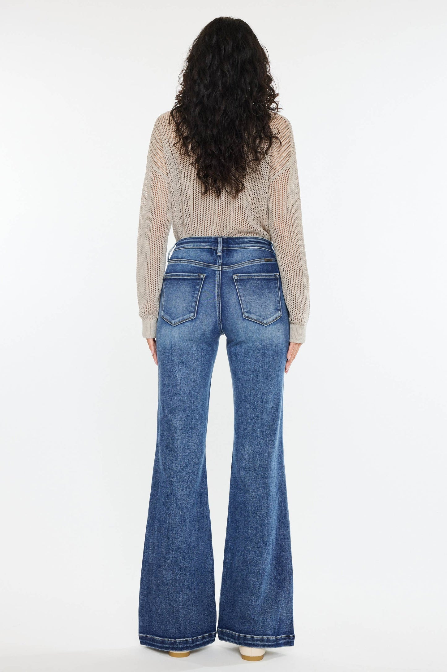 Kan Can High Rise Wide Leg Flared Jeans