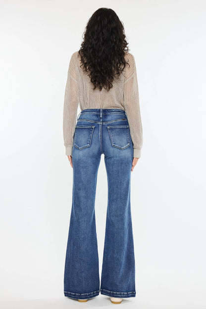 Kan Can High Rise Wide Leg Flared Jeans