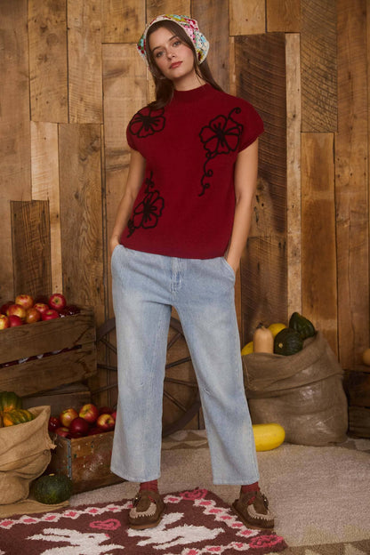 Burgundy Bloom Sweater